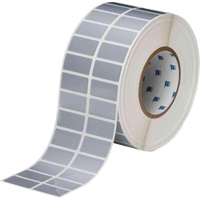 Brady, Etikettenrolle, THT-6-362-10, fälschungssicheres Vinyl, Silber, glänzend, 38.10 x 19.05 mm, permanent, 2-bah Brady, Etikettenrolle, THT-6-362-10, fälschungssicheres Vinyl, Silber, glänzend, 38.10 x 19.05 mm, permanent, 2-bah