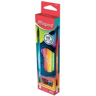 Maped, Bleistift, Energy HB Bleistift mit Radiergummi 12 Stück (HB, 12x) Maped, Bleistift, Energy HB Bleistift mit Radiergummi 12 Stück (HB, 12x)