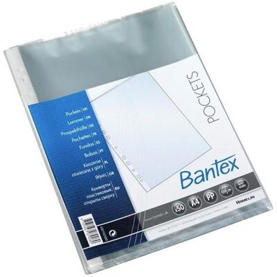 Bantex, Mappe, Taschen mit Öffnung oben 0,04 mm transparentes PP - (50 Stk.) (A4, 50x) Bantex, Mappe, Taschen mit Öffnung oben 0,04 mm transparentes PP - (50 Stk.) (A4, 50x)