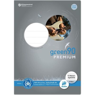 Magni, Heft + Block, Schulheft green90 Premium A4 Notensysteme 8 Blatt (A4, Speziallineatur, Weicher Einband) Magni, Heft + Block, Schulheft green90 Premium A4 Notensysteme 8 Blatt (A4, Speziallineatur, Weicher Einband)