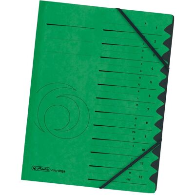 Herlitz, Mappe, Ordnungsmappe easyorga, A4, Karton, 12 Fächer, grün Colorspan-Karton, 355 g-qm, innen schwarzer Mani (A4, 1x) Herlitz, Mappe, Ordnungsmappe easyorga, A4, Karton, 12 Fächer, grün Colorspan-Karton, 355 g-qm, innen schwarzer Mani (A4, 1x)