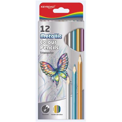 Keyroad, Malstifte, Bleistifte, dreieckig, metallic, 12 stk., farbmischung (12x) Keyroad, Malstifte, Bleistifte, dreieckig, metallic, 12 stk., farbmischung (12x)