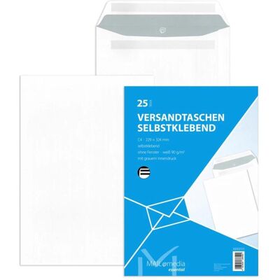 Mailmedia, Versandtasche + Luftpolstertasche, Versandtasche weiá, C4, ohne Fenster,selbstklebend (25 Stk.) Mailmedia, Versandtasche + Luftpolstertasche, Versandtasche weiá, C4, ohne Fenster,selbstklebend (25 Stk.)