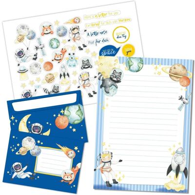 Papierdrachen, Grusskarte + Briefpapier, Briefblock Set - Astronauten (1 Stk.) Papierdrachen, Grusskarte + Briefpapier, Briefblock Set - Astronauten (1 Stk.)
