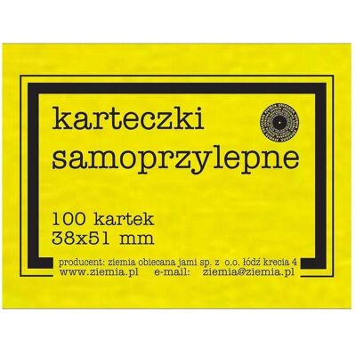 Ziemia Obiecana, Haftnotiz, Selbstklebende Fluo-Notizen, 38 x 51 mm, 100 K Gelb (51 x 38 mm) Ziemia Obiecana, Haftnotiz, Selbstklebende Fluo-Notizen, 38 x 51 mm, 100 K Gelb (51 x 38 mm)