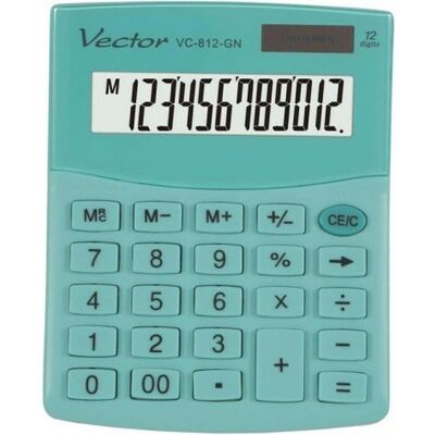 Vector, Taschenrechner, Kalkulatorius Smart 3724 KAV VC-812 GN (Batteriebetrieb, Solarenergie) Vector, Taschenrechner, Kalkulatorius Smart 3724 KAV VC-812 GN (Batteriebetrieb, Solarenergie)