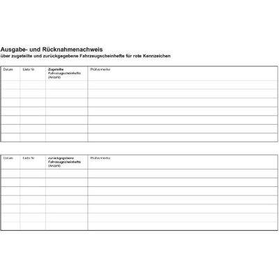 Rnk, Formular, Verlag Nachweisheft fr rote Kennzeichen, DIN A5 quer Rnk, Formular, Verlag Nachweisheft fr rote Kennzeichen, DIN A5 quer