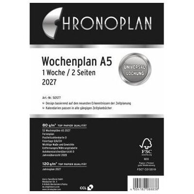 Chronoplan, Agenda, Wochenplan (A5, 1 Woche / 2 Seiten) Chronoplan, Agenda, Wochenplan (A5, 1 Woche / 2 Seiten)