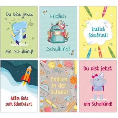 Papierdrachen, Grusskarte + Briefpapier, 12 Glückwunschkarten zur Einschulung - Bunt mit Tieren (12 Stk.) Papierdrachen, Grusskarte + Briefpapier, 12 Glückwunschkarten zur Einschulung - Bunt mit Tieren (12 Stk.)
