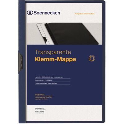 Soennecken, Mappe, Klemmmappe Verwendung für Papierformat: DIN A4 Werkstoff: Hartfolie (A4, 1x) Soennecken, Mappe, Klemmmappe Verwendung für Papierformat: DIN A4 Werkstoff: Hartfolie (A4, 1x)