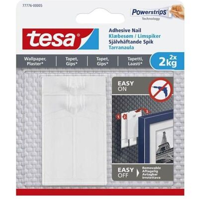 tesa, Klebehaken + Klebenagel, Klaebesøm t/tapet og gips 2kg 2stk/pak - (2 stk.) tesa, Klebehaken + Klebenagel, Klaebesøm t/tapet og gips 2kg 2stk/pak - (2 stk.)