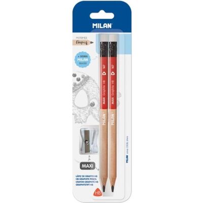 Milan, Bleistift, Maxi-HB-Bleistift mit Radiergummi, 2 Stück + Maxi-Anspitzer (5 mm, HB, 2x) Milan, Bleistift, Maxi-HB-Bleistift mit Radiergummi, 2 Stück + Maxi-Anspitzer (5 mm, HB, 2x)