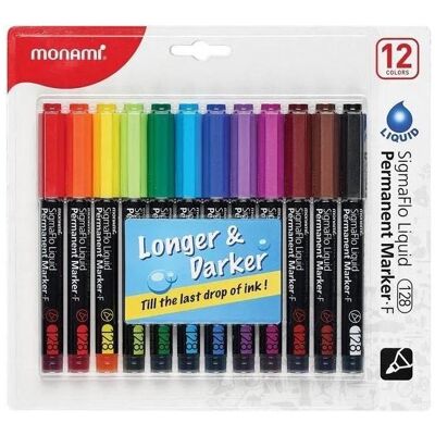 Monami, Marker, Permanentmarker SigmaFlo, 12 Farben (12x) Monami, Marker, Permanentmarker SigmaFlo, 12 Farben (12x)