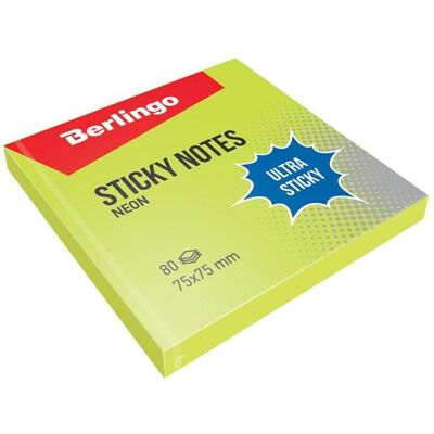 Berlingo, Haftnotiz, Selbstklebender Block 75x75 grün, 80 Blatt (75 x 75 mm) Berlingo, Haftnotiz, Selbstklebender Block 75x75 grün, 80 Blatt (75 x 75 mm)