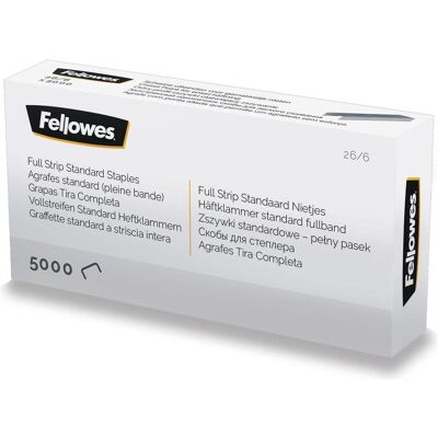 Fellowes Büroklammer, Heftklammer 26/6 5000 Stück, Vollstreifen Fellowes Büroklammer, Heftklammer 26/6 5000 Stück, Vollstreifen
