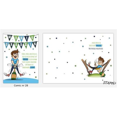 Stamp, Stempel, Comic B6 Karte + Umschlag Muster Nr. 28 Geburtstag Stamp, Stempel, Comic B6 Karte + Umschlag Muster Nr. 28 Geburtstag