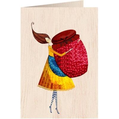 Cozywood, Grusskarte + Briefpapier, Holzkarte C6 + Umschlag Frau mit Glas Cozywood, Grusskarte + Briefpapier, Holzkarte C6 + Umschlag Frau mit Glas