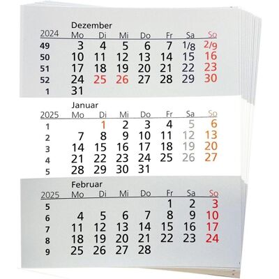 Güss, Kalender, Einlage für 3-Monatstischkalender 13x16cm Kalendarium 2025 Güss, Kalender, Einlage für 3-Monatstischkalender 13x16cm Kalendarium 2025
