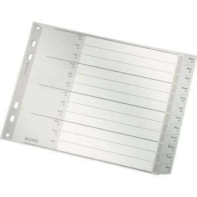 Leitz, Ordner Zubehör, Register PP grau 18cm hoch Leitz, Ordner Zubehör, Register PP grau 18cm hoch