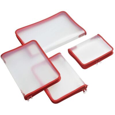 Foldersys, Mappe, Reissverschlussbeutel A5 transparent/rot 0,5 mm (A5, 1x) Foldersys, Mappe, Reissverschlussbeutel A5 transparent/rot 0,5 mm (A5, 1x)