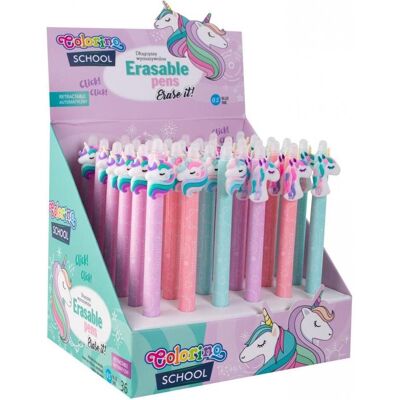 Cool, Schreibstifte, Automatisch radierbarer Stift COLORINO Einhorn, verschiedene Farben, 0,5 mm (36x) Cool, Schreibstifte, Automatisch radierbarer Stift COLORINO Einhorn, verschiedene Farben, 0,5 mm (36x)