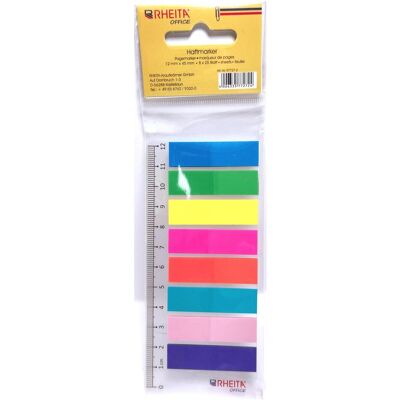Rheita, Haftnotiz, Index-Streifen auf Lineal 8x25Blatt sort (12 x 45 mm) Rheita, Haftnotiz, Index-Streifen auf Lineal 8x25Blatt sort (12 x 45 mm)
