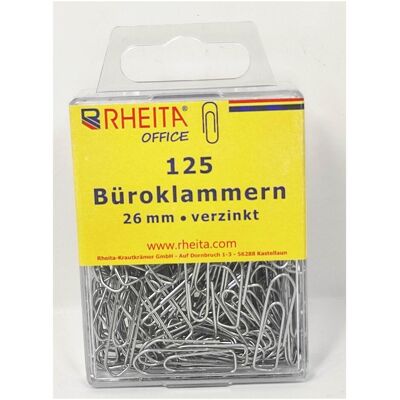 Büroklammer, Rheita Büroklammern, 26 mm, vernickelt, 125 Stück in Klarsichtbox verzinkt (125x) Büroklammer, Rheita Büroklammern, 26 mm, vernickelt, 125 Stück in Klarsichtbox verzinkt (125x)