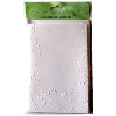 Teka, Grusskarte + Briefpapier, Geprägte Karten + Umschläge weisse Blumen 02 5St (5 Stk.) Teka, Grusskarte + Briefpapier, Geprägte Karten + Umschläge weisse Blumen 02 5St (5 Stk.)