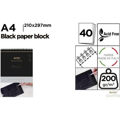 Artix, Heft + Block, Zeichenblock A4/40K schwarz 200g (A4, Blanko, Harter Einband) Artix, Heft + Block, Zeichenblock A4/40K schwarz 200g (A4, Blanko, Harter Einband)