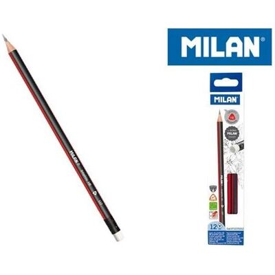 Milan, Bleistift, und HB-Dreikantstift mit Radiergummi 0312 (2.20 mm, 12x) Milan, Bleistift, und HB-Dreikantstift mit Radiergummi 0312 (2.20 mm, 12x)