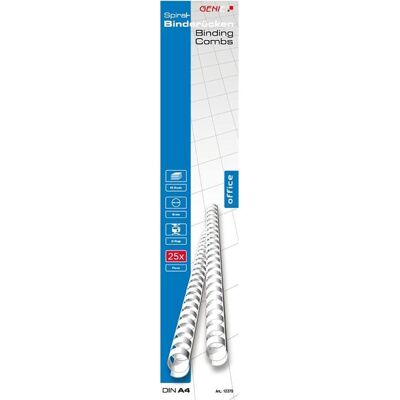 Genie 12379 Plastikbinderücken (DIN A4 Format geeignet für alle Bindegeräte 10 mm) 10 Stück weiß, Bindegerät Zubehör, Weiss Genie 12379 Plastikbinderücken (DIN A4 Format geeignet für alle Bindegeräte 10 mm) 10 Stück weiß, Bindegerät Zubehör, Weiss