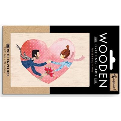 Cozywood, Grusskarte + Briefpapier, Holzkarte C6 + Umschlag Hochzeitsstrauss und Herz Cozywood, Grusskarte + Briefpapier, Holzkarte C6 + Umschlag Hochzeitsstrauss und Herz
