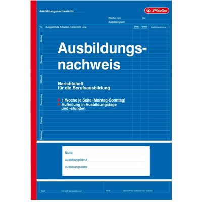 Herlitz, Formular, Formularbuch "Ausbildungsnachweis", DIN A4, 28 Blatt (28x) Herlitz, Formular, Formularbuch "Ausbildungsnachweis", DIN A4, 28 Blatt (28x)