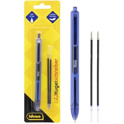 Idena, Schreibstifte, Kugelschreiber blau mit 2 Ersatzminen (1x) Idena, Schreibstifte, Kugelschreiber blau mit 2 Ersatzminen (1x)
