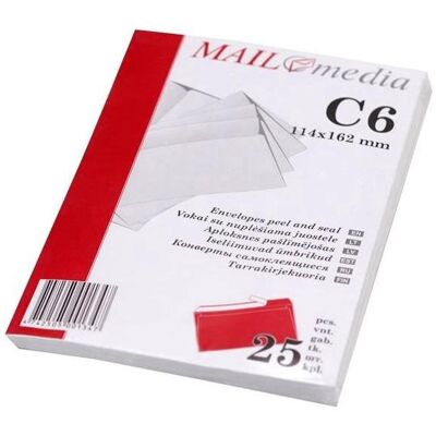 Briefumschlag, Envelopes C6 white with ribbon and internal press 114x162 mm x 25pcs (C6, 25x) Briefumschlag, Envelopes C6 white with ribbon and internal press 114x162 mm x 25pcs (C6, 25x)