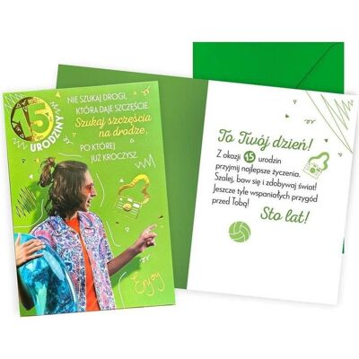 Kukartka, Grusskarte + Briefpapier, Geburtstagskarte 15. Junge Kukartka, Grusskarte + Briefpapier, Geburtstagskarte 15. Junge