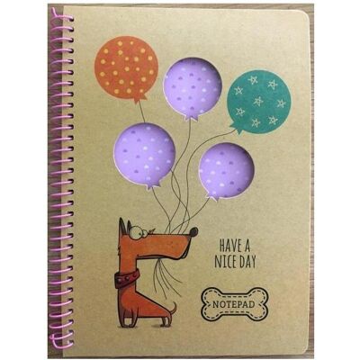 Teka, Heft + Block, Spiralnotizbuch A5/80K Kraftgitter Hund mit Luftballons (A5, Gepunktet, Weicher Einband) Teka, Heft + Block, Spiralnotizbuch A5/80K Kraftgitter Hund mit Luftballons (A5, Gepunktet, Weicher Einband)
