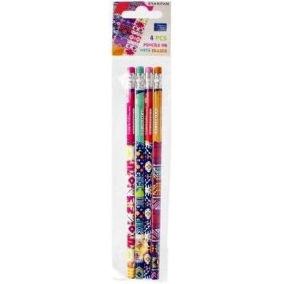 Starpak, Bleistift, Dreieckiger Bleistift mit Radiergummi HB Etno 4 Stk (HB, 4x) Starpak, Bleistift, Dreieckiger Bleistift mit Radiergummi HB Etno 4 Stk (HB, 4x)