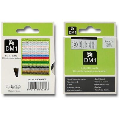 Qoltec, Beschriftungsband, Tape for DYMO D1 43613 6mm x 7m Baltas (0.60 cm, Schwarz, Weiss) Qoltec, Beschriftungsband, Tape for DYMO D1 43613 6mm x 7m Baltas (0.60 cm, Schwarz, Weiss)