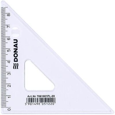 Donau, Lineal, Geodreieck, klein, 8, 5cm, 45°, klar (13.50 cm) Donau, Lineal, Geodreieck, klein, 8, 5cm, 45°, klar (13.50 cm)