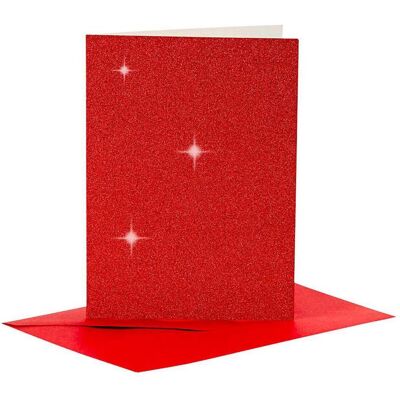 Creativ Company, Grusskarte + Briefpapier, Karten und Umschläge 10,5 x 15 cm Glitzer Rot - 4 Stück. (4 Stk.) Creativ Company, Grusskarte + Briefpapier, Karten und Umschläge 10,5 x 15 cm Glitzer Rot - 4 Stück. (4 Stk.)