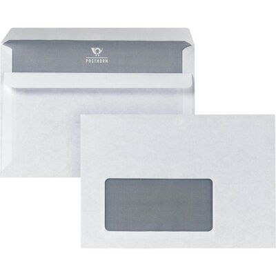 Posthorn, Briefumschlag, Briefhüllen C6 oF/sk 75g weiss Packung 1000 Stück (162 x 114 mm, 1000x) Posthorn, Briefumschlag, Briefhüllen C6 oF/sk 75g weiss Packung 1000 Stück (162 x 114 mm, 1000x)