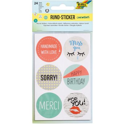 Folia, Sticker, Rund-Sticker Coll Wish 9x14cm 4 Blatt, 24 Sticker (24 Sticker) Folia, Sticker, Rund-Sticker Coll Wish 9x14cm 4 Blatt, 24 Sticker (24 Sticker)