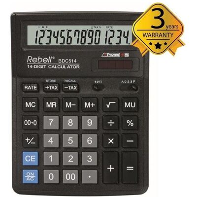 Rebell, Taschenrechner, Calculator Desktop Sdc514 (Batteriebetrieb, Solarenergie) Rebell, Taschenrechner, Calculator Desktop Sdc514 (Batteriebetrieb, Solarenergie)