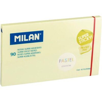 Milan, Haftnotiz, Pad 90 super adhesive notes pastelyellow 76x127mm (127 x 76 mm) Milan, Haftnotiz, Pad 90 super adhesive notes pastelyellow 76x127mm (127 x 76 mm)