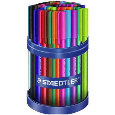 Staedtler Schreibstifte, ball 432 Dreikantiger Kugelschreiber Thekendisplay mit 50 Stück, sortiert, Linienbreite M (50x) Staedtler Schreibstifte, ball 432 Dreikantiger Kugelschreiber Thekendisplay mit 50 Stück, sortiert, Linienbreite M (50x)