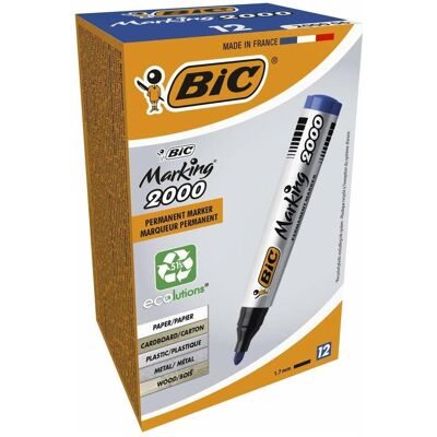 Bic, Marker, Permanentmarker Eco 2000 2-5 mm, blau, 12 Stück in einer Packung 000064 (12x) Bic, Marker, Permanentmarker Eco 2000 2-5 mm, blau, 12 Stück in einer Packung 000064 (12x)