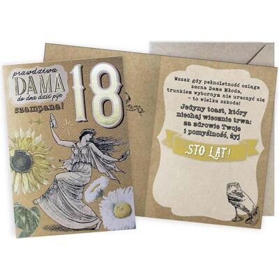 Kukartka, Grusskarte + Briefpapier, Vintage Geburtstagskarte 18 Echte Dame (1 Stk.) Kukartka, Grusskarte + Briefpapier, Vintage Geburtstagskarte 18 Echte Dame (1 Stk.)