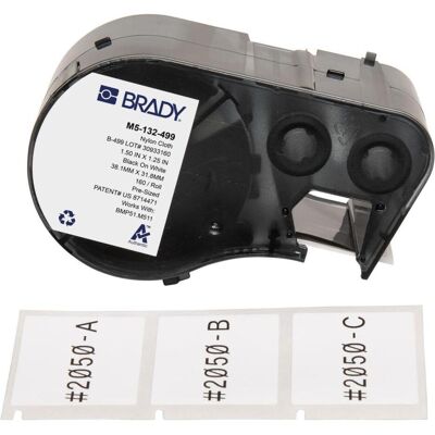 Brady, Etikettenrolle, M5-132-499, Nylongewebe, Schwarz auf weiss, 38.10 x 31.75 mm, permanent (160 E.) Brady, Etikettenrolle, M5-132-499, Nylongewebe, Schwarz auf weiss, 38.10 x 31.75 mm, permanent (160 E.)