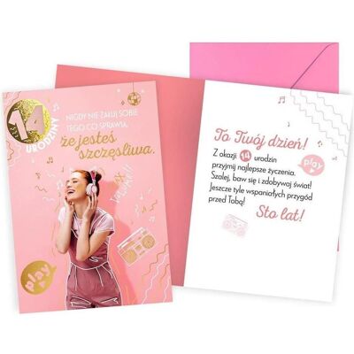 Kukartka, Grusskarte + Briefpapier, Geburtstagskarte 14. Mädchen Kukartka, Grusskarte + Briefpapier, Geburtstagskarte 14. Mädchen